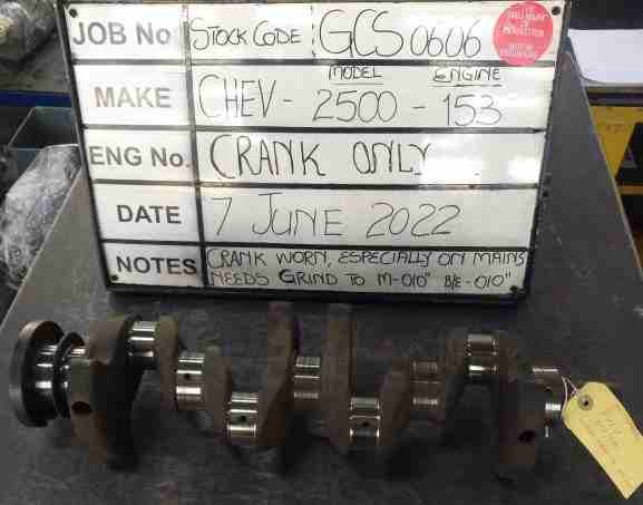 Chev 2500 Crankshaft Mains std, B/Ends std Stock Code GCS0606