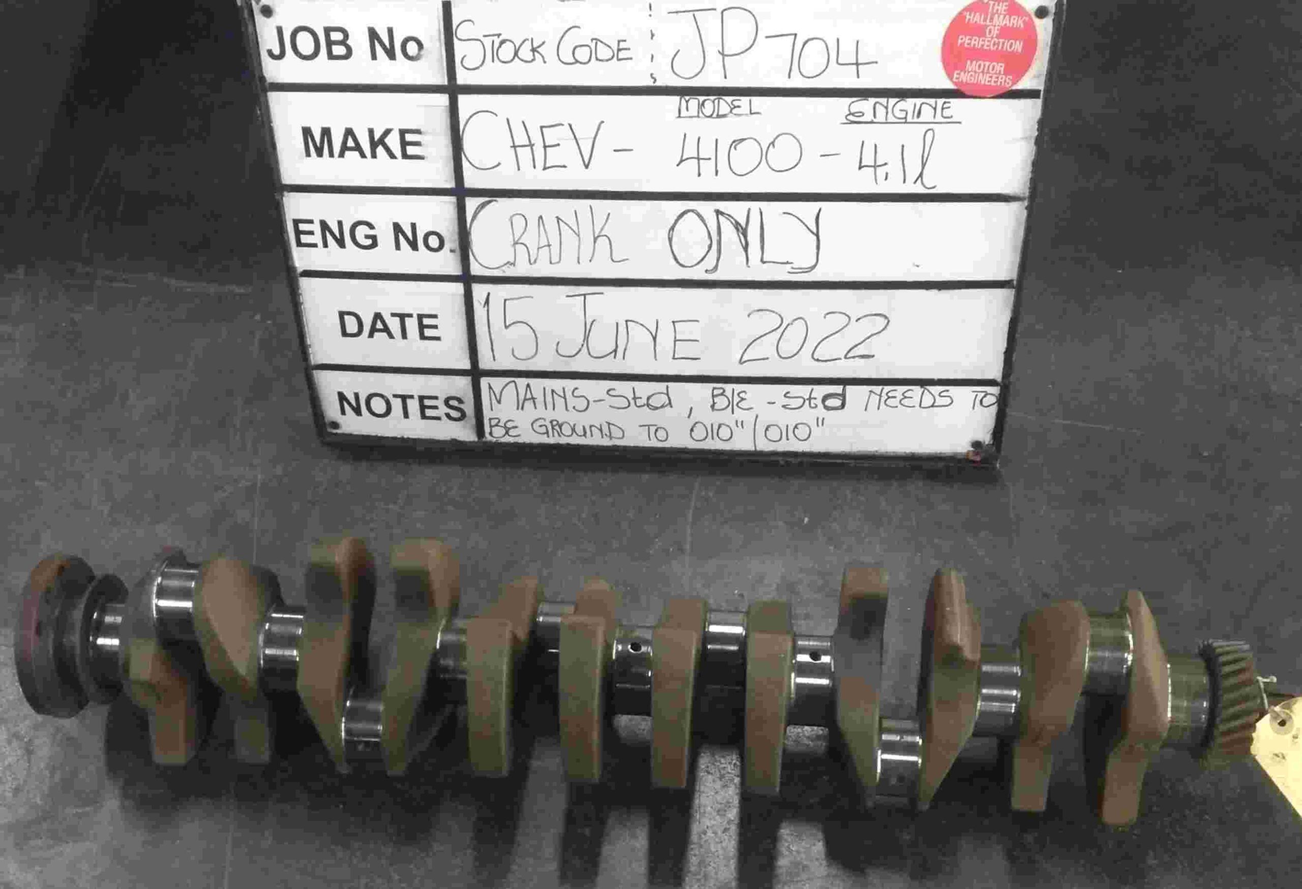 Chev 2500 Crank Mains std, B/Ends std (New) S/Code JP250