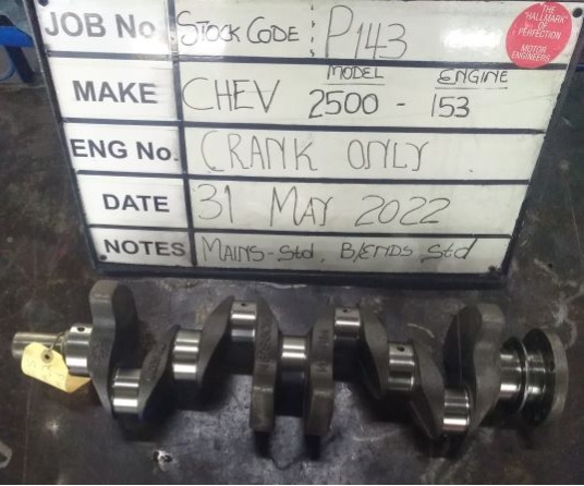 Chev 2500 Crankshaft Mains std, B/Ends std Stock Code P143 - Image 2