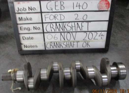 Ford 2.0L Crank Mains std , B/Ends std Stock Code GEB140CR