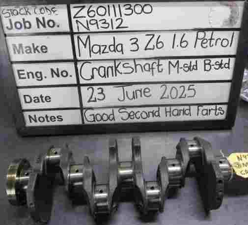 Mazda Z6 Crankshaft Size M-STD, B/E- STD Stock Code Z60111300